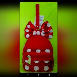 Loungefly Minnie Mouse Sequin Bow Mini Backpack Wristlet NWT